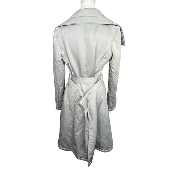 Vintage Searle silver gray trench coat wide collar winter belted parka puffer - Picture 8 of 13